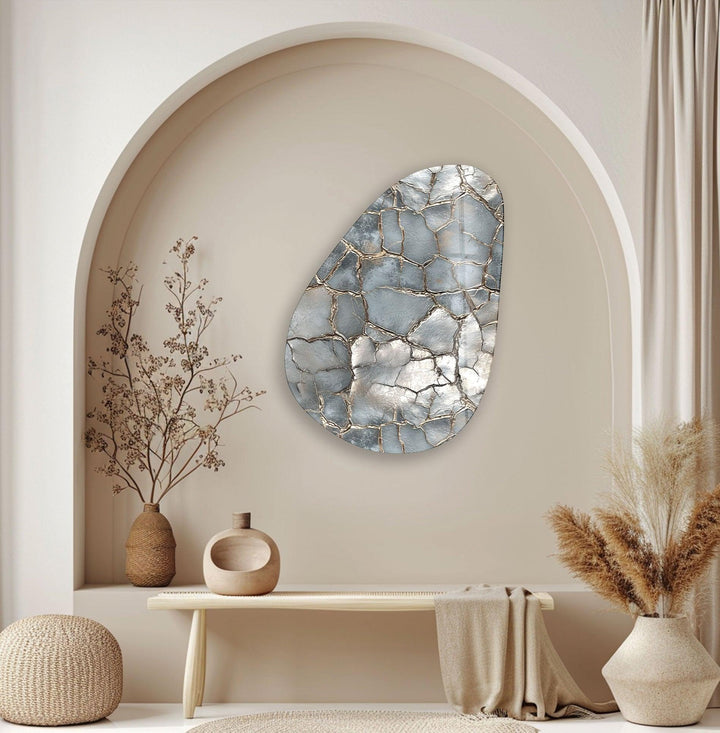 Modern Silver Abstract Glass Wall Art, glass image printing, glass prints from photos
