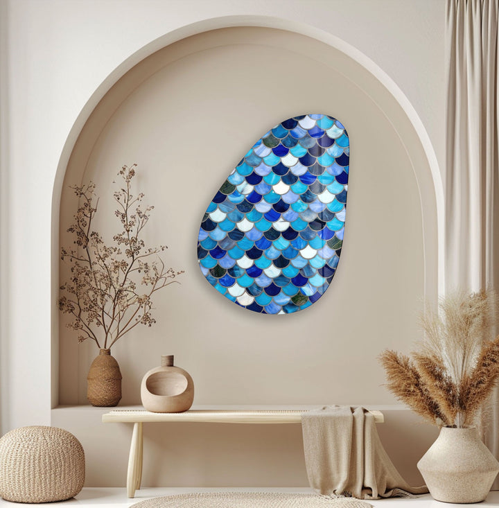 Blue Stained Modern Glass Wall Art, stained glass wall art, stained glass wall decor
