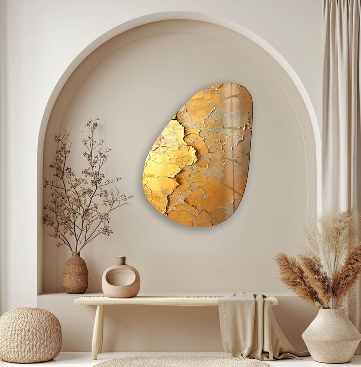 Gold Accent Abstract Glass Wall Art, glass art painting, glass art for the Wall
