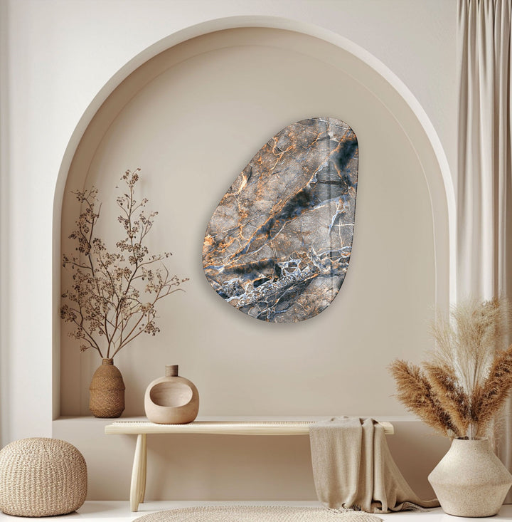 Elegant Beige Marble Glass Wall Art, glass art painting, glass art for the Wall
