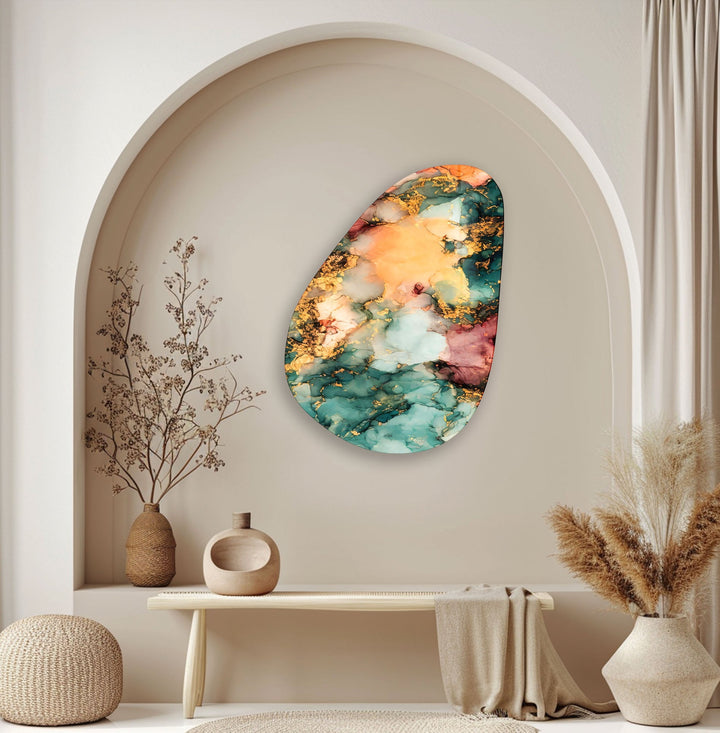 Yellow Watercolor Abstract Glass Wall Art, glass image printing, glass prints from photos
