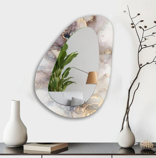 Brown And White Marble Wall Mirror - MyPhotoStation