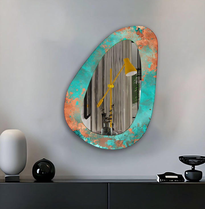 Blue & Rusted Abstract Wall Mirror