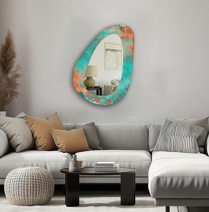 Blue & Rusted Abstract Wall Mirror