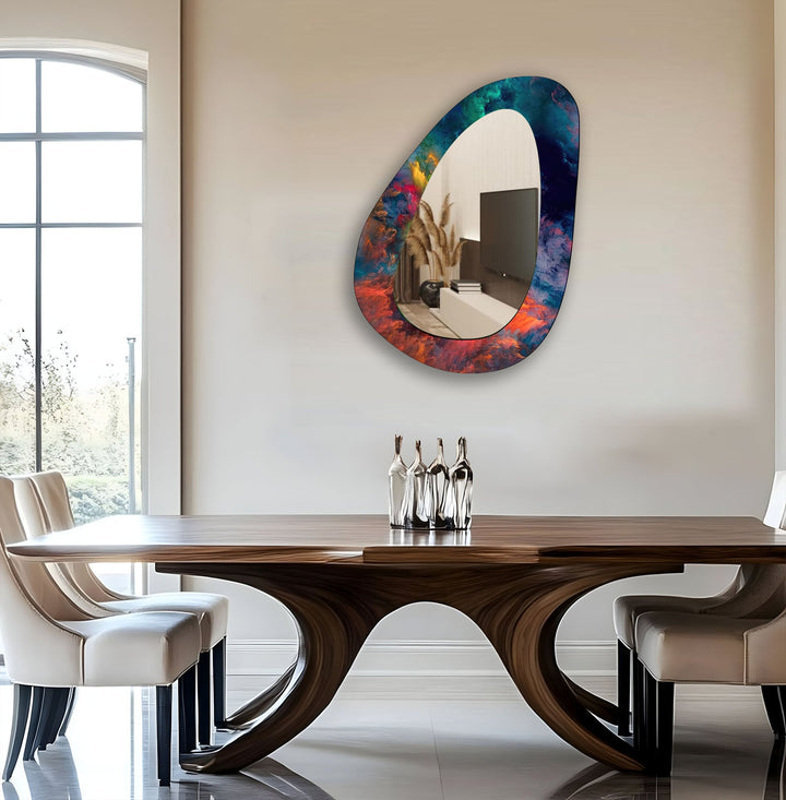 Eleganter blauer abstrakter dekorativer Wandspiegel