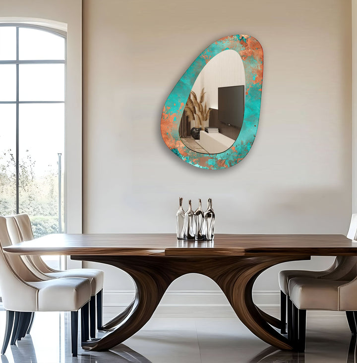 Blue & Rusted Abstract Wall Mirror