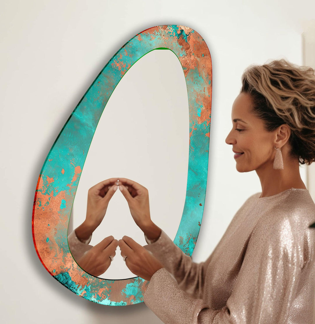 Blue & Rusted Abstract Wall Mirror