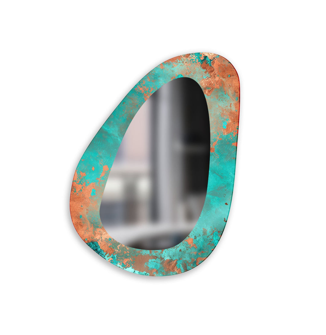 Blue & Rusted Abstract Wall Mirror
