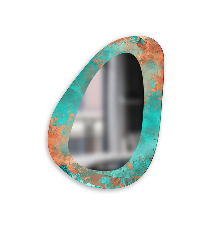Blue & Rusted Abstract Wall Mirror