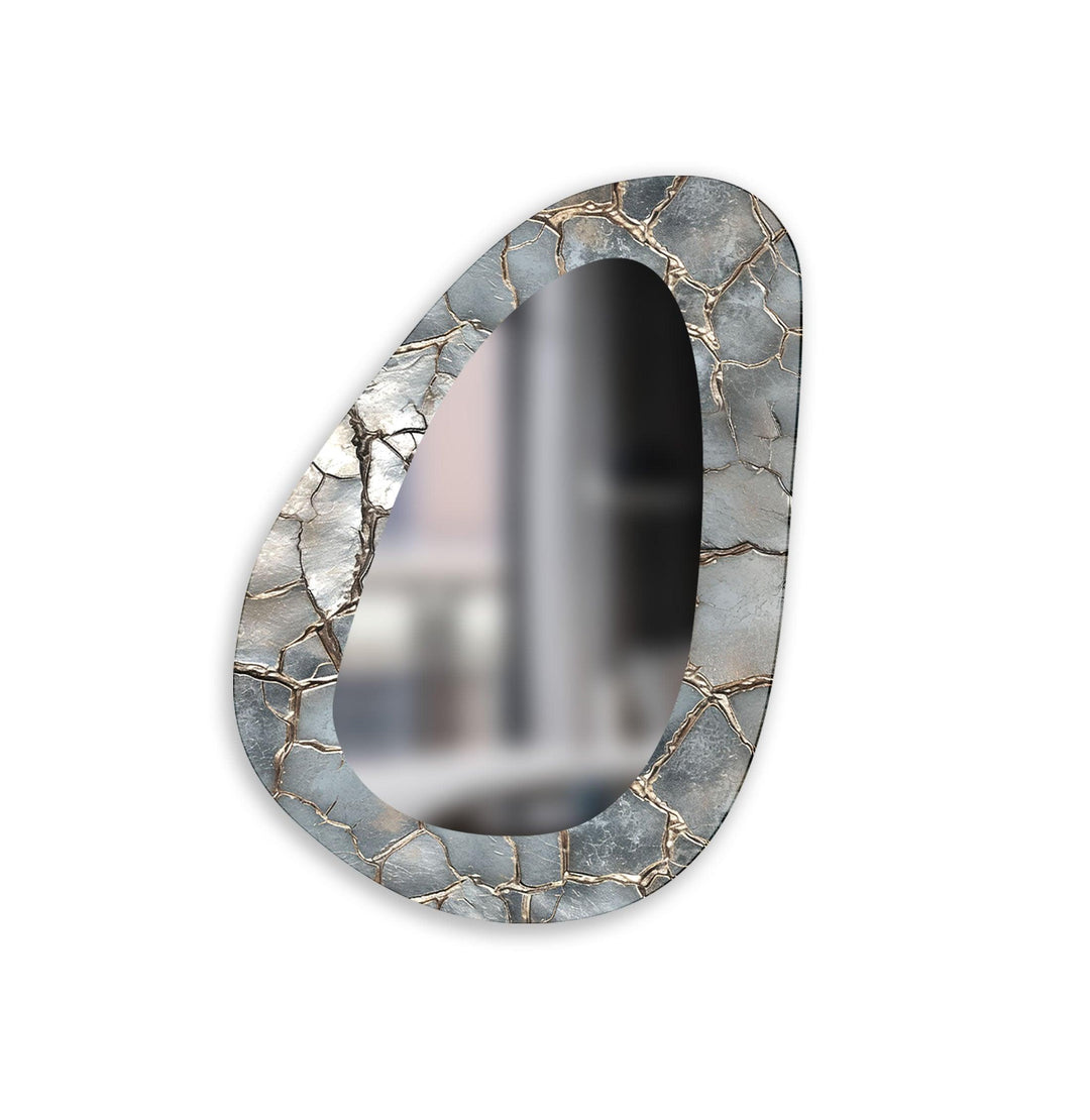 Eleganter abstrakter Wandspiegel in Silber
