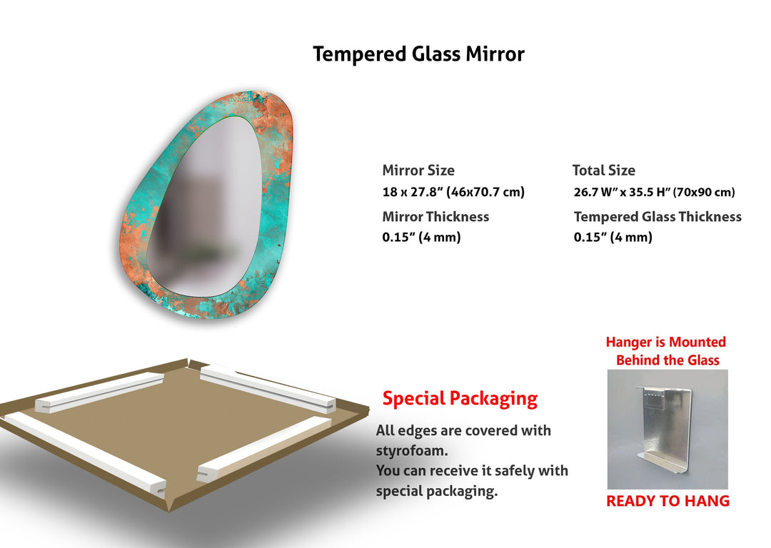 Blue & Rusted Abstract Wall Mirror
