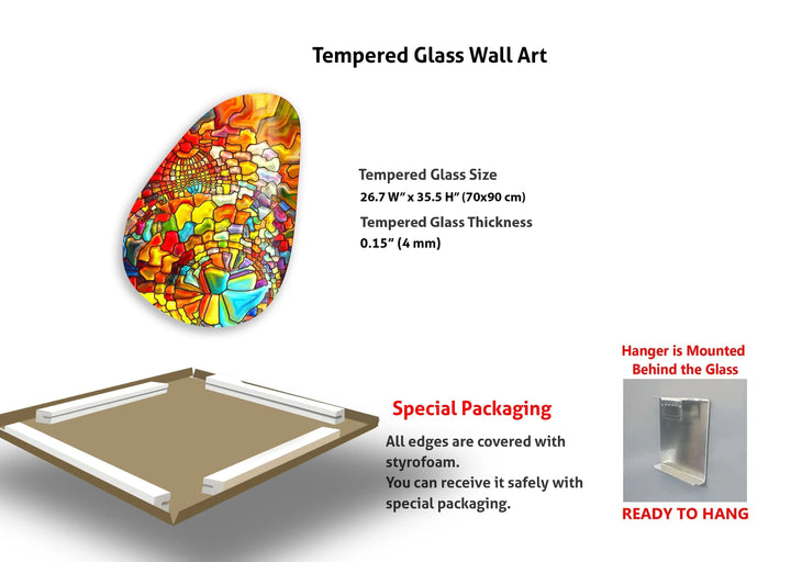 Stained Asymmetrical Oval Colored Glass Wall Art - MyPhotoStation