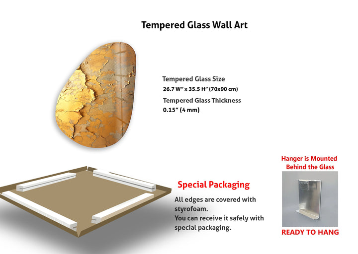Gold Accent Abstract Glass Wall Art, photo print on glass, prints on glass wall art
