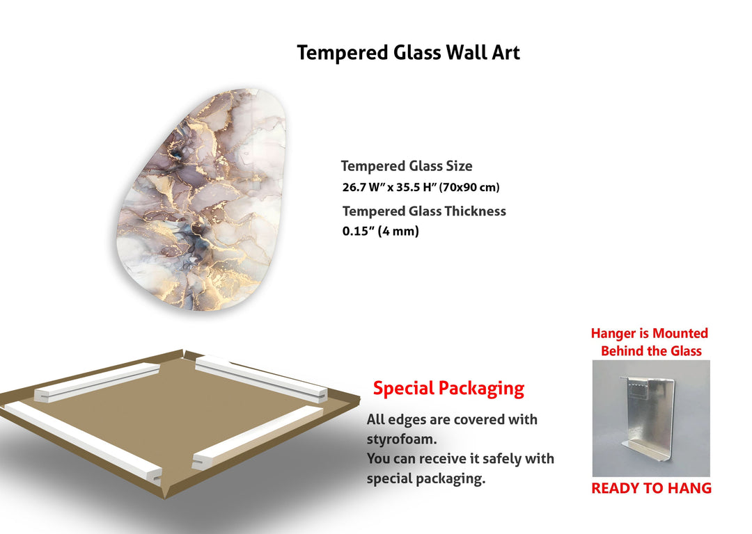 Light Brown Watercolor Glass Wall Art, custom glass pictures, glass art prints
