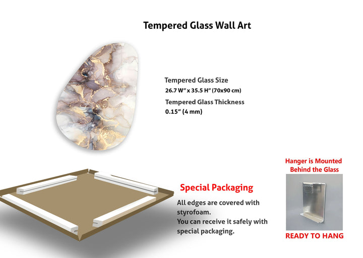 Light Brown Watercolor Glass Wall Art, custom glass pictures, glass art prints

