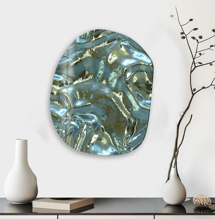 Green Abstarct Pattern Glass Wall Art, glass photo prints, glass picture prints
