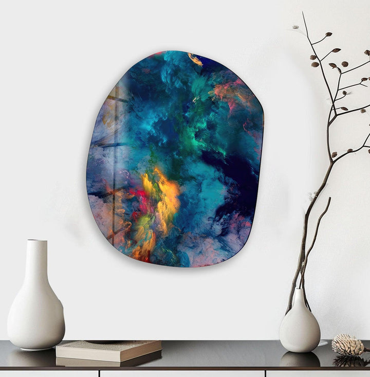 Blue Abstract Print Glass Wall Art, glass image printing, glass prints from photos
