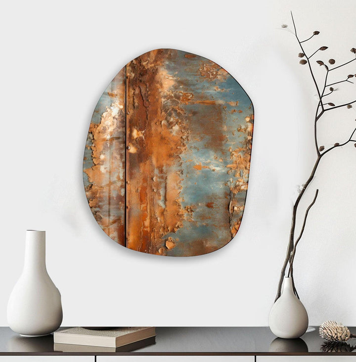 Modern Brown & Grey Oval Glass Wall Art, Glass Printing Wall Art, Print photos on glass
