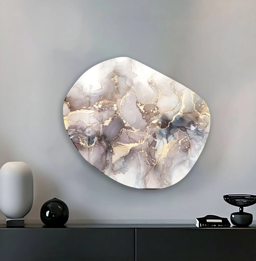 Gold Accent Brown Watercolor Glass Wall Art, glass pictures for Wall, glass prints wall art
