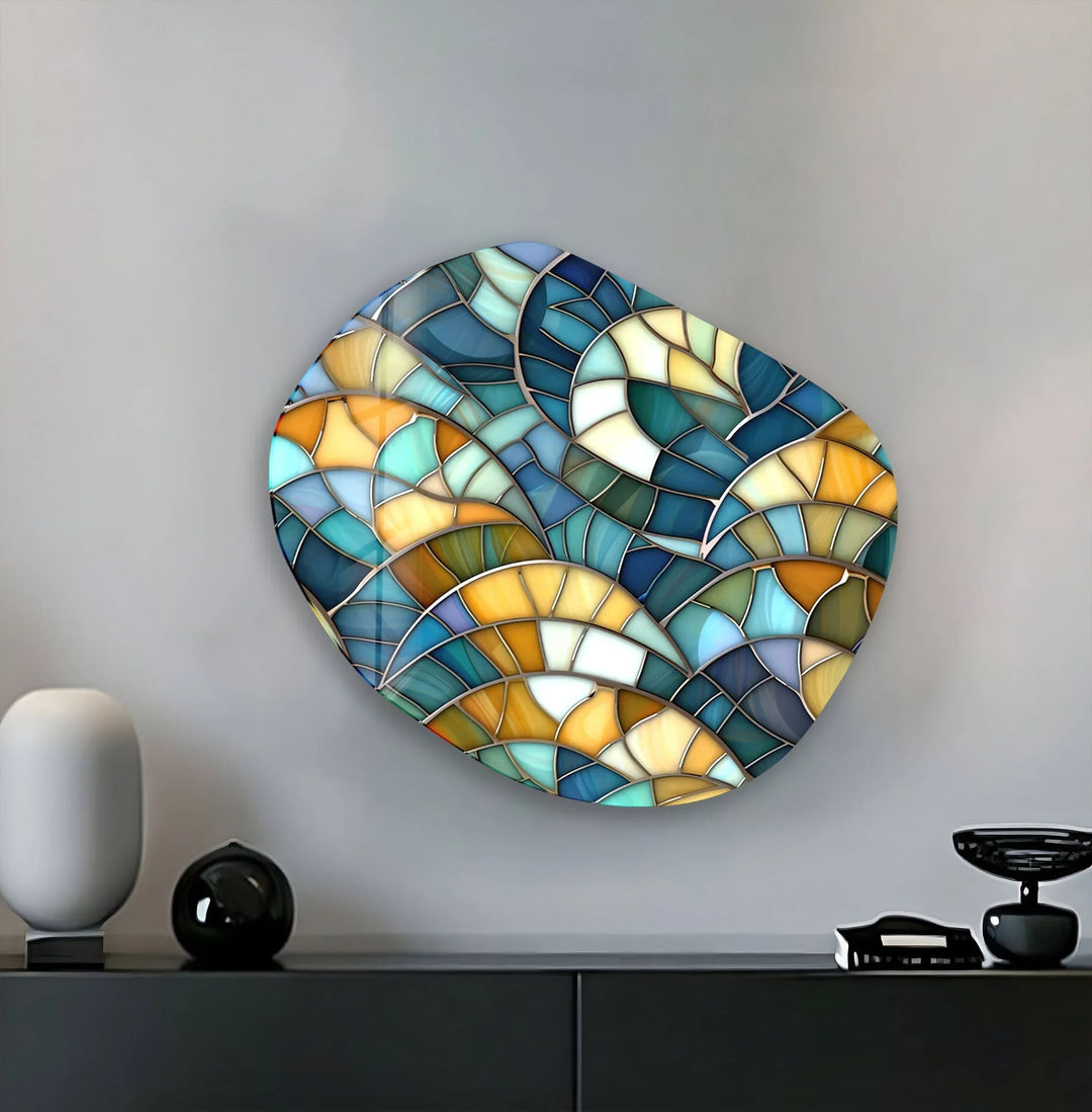 Stained Green Print Glass Wall Art, Glass Printing Wall Art, Print photos on glass
