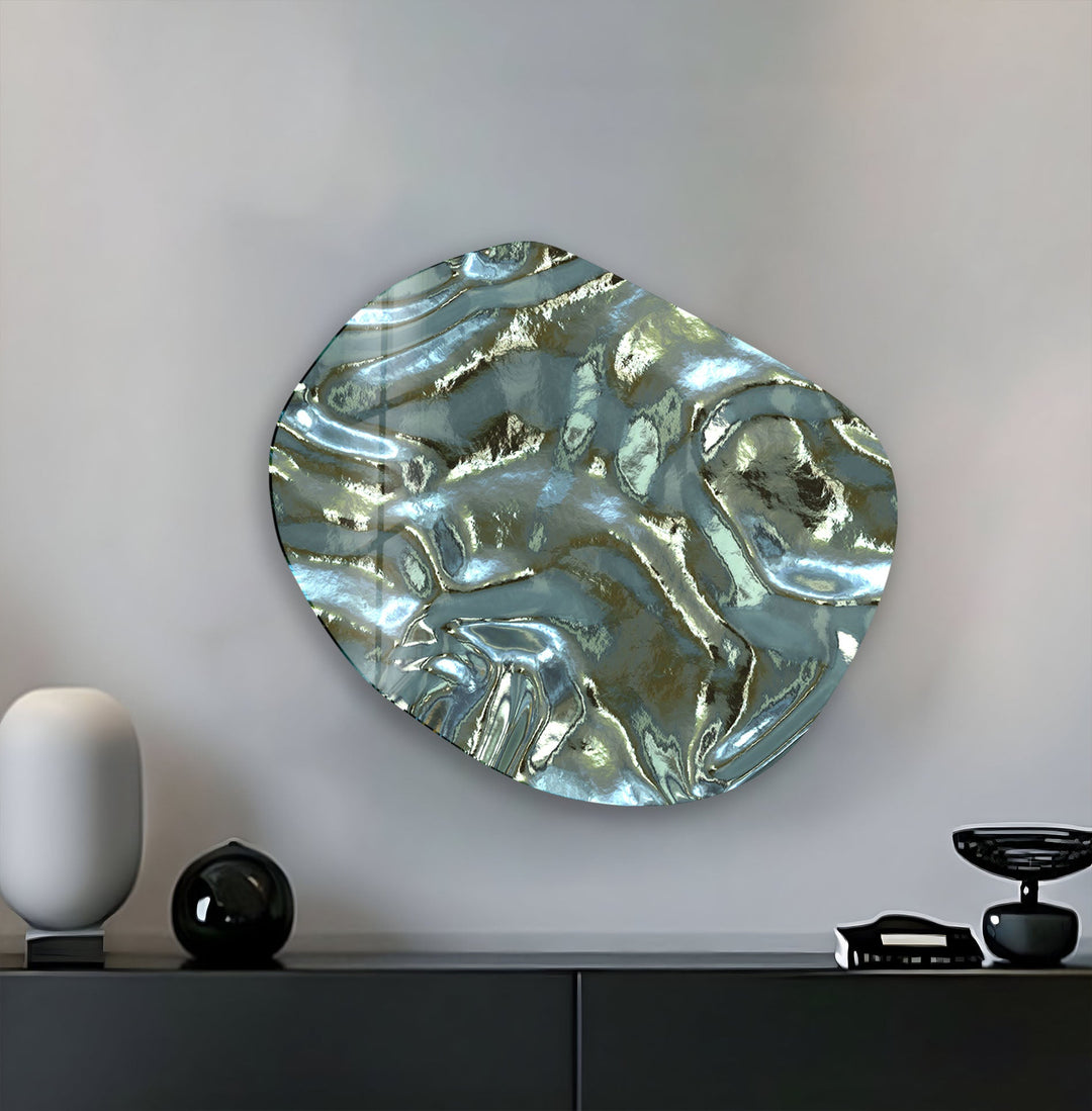 Green Abstarct Pattern Glass Wall Art, glass pictures for Wall, glass prints wall art
