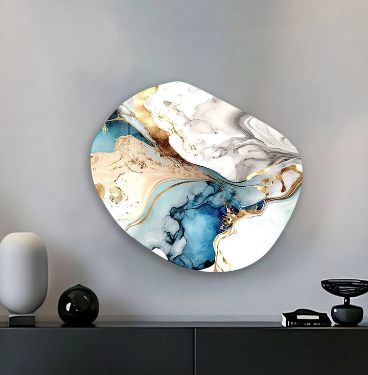 Vivid Golden Alcohol Ink Glass Wall Art, Glass Printing Wall Art, Print photos on glass
