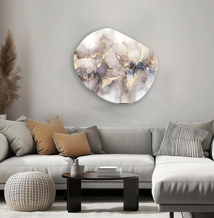 Gold Accent Brown Watercolor Glass Wall Art, custom glass photo prints, large glass prints

