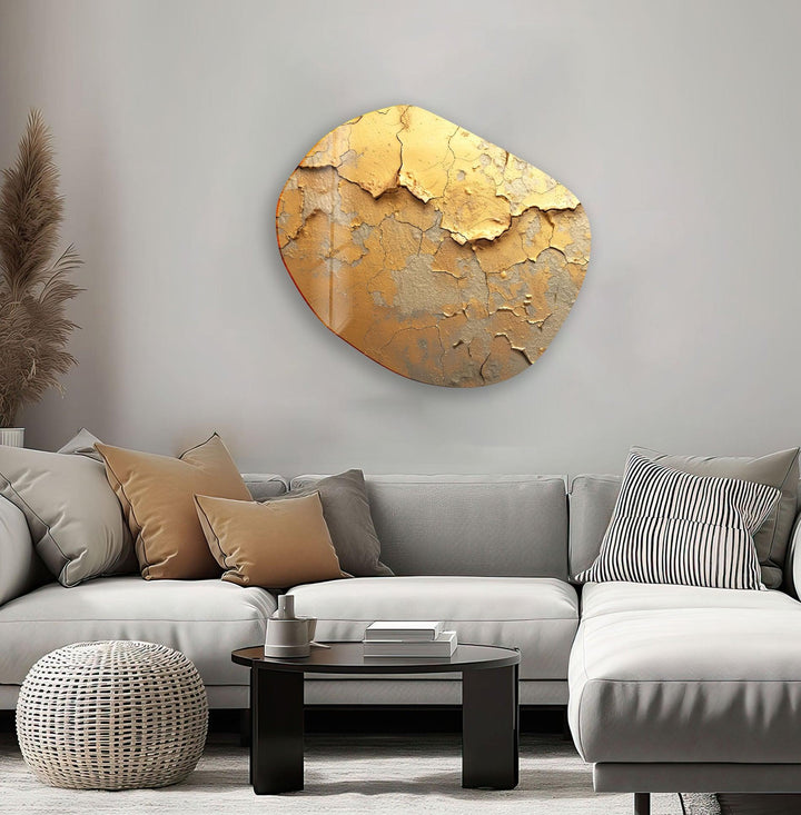 Modern Gold Abstarct Glass Wall Art, glass pictures for Wall, glass prints wall art
