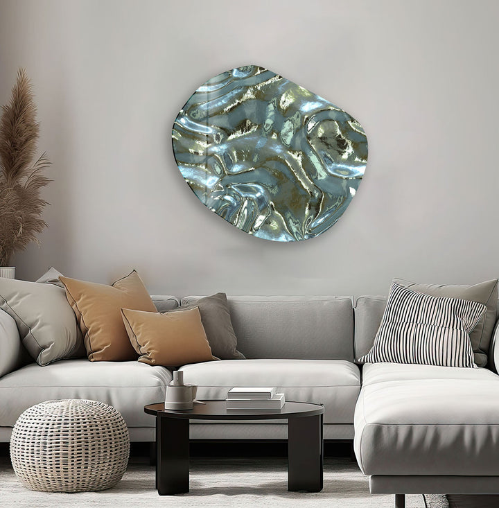 Green Abstarct Pattern Glass Wall Art, glass art painting, glass art for the Wall
