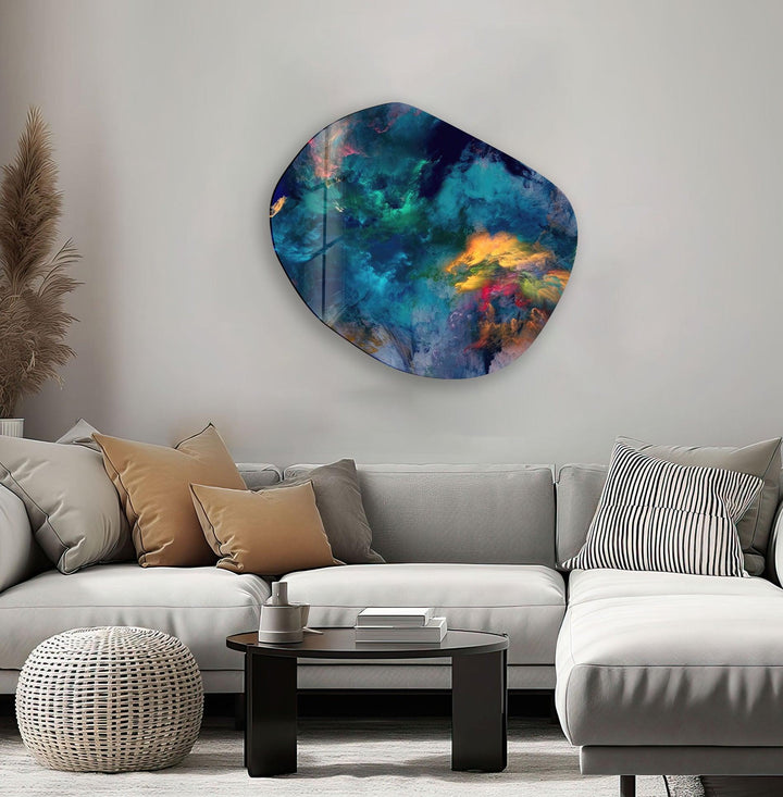Blue Abstract Print Glass Wall Art, glass photo prints, glass picture prints
