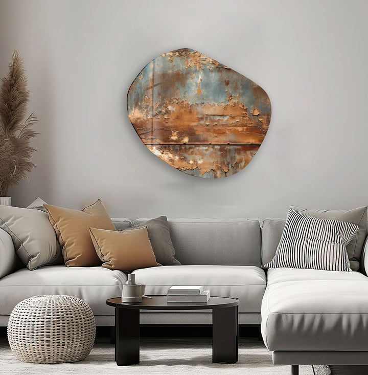 Modern Brown & Grey Oval Glass Wall Art, glass art painting, glass art for the Wall
