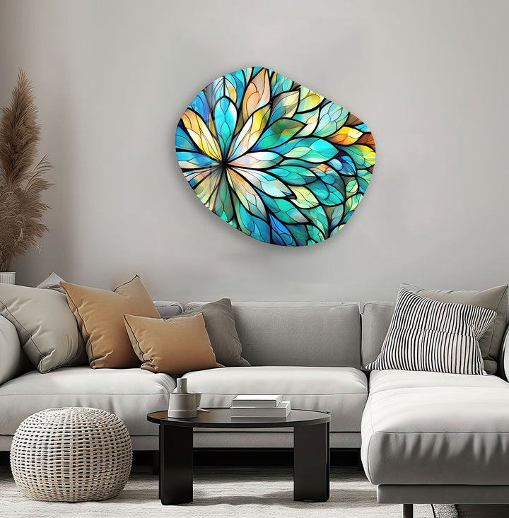 Floral Stained Print Glass Wall Art, Glass Printing Wall Art, Print photos on glass
