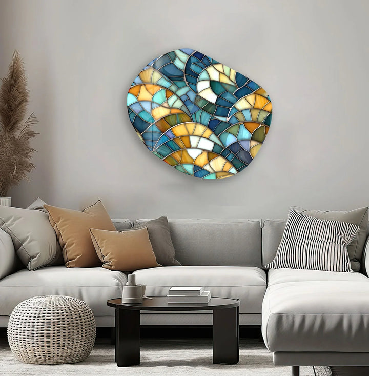 Stained Green Print Glass Wall Art, stained glass wall art, stained glass wall decor
