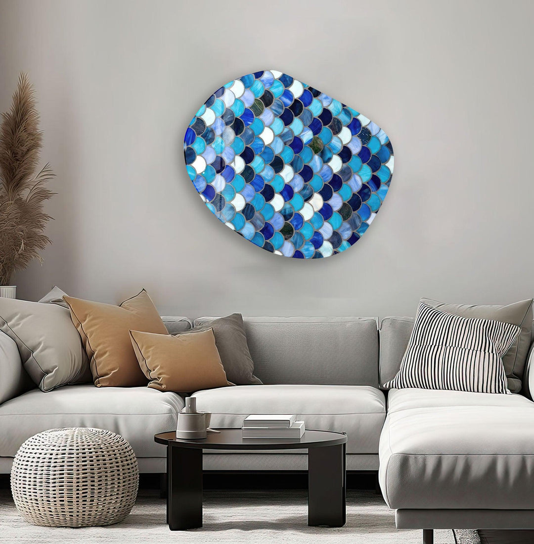 Stained Blue Aesthetic Glass Wall Art, glass image printing, glass prints from photos
