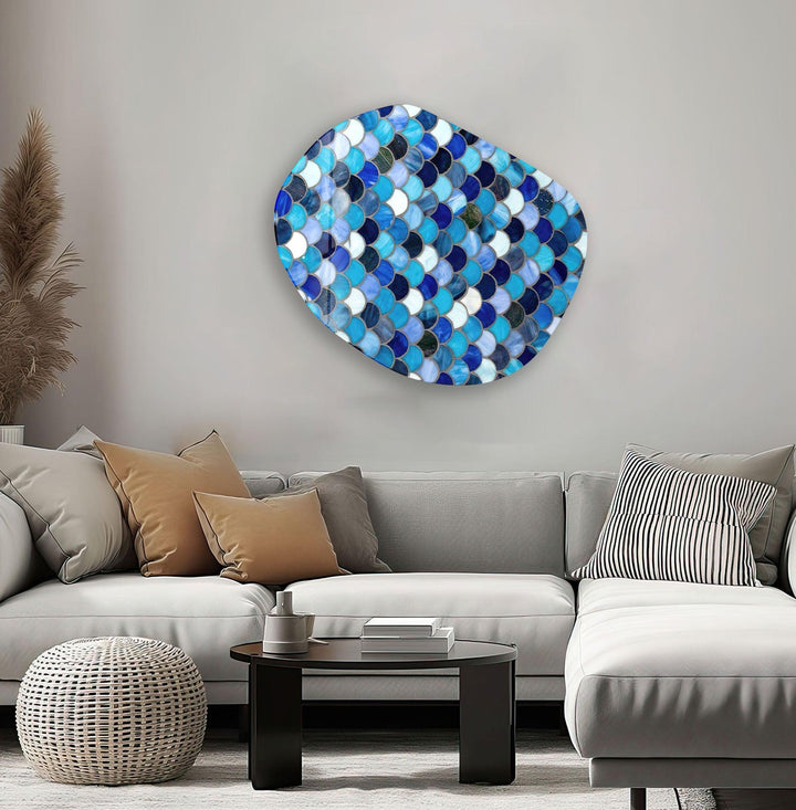 Stained Blue Aesthetic Glass Wall Art, glass image printing, glass prints from photos
