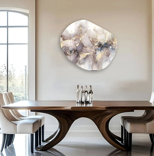 Gold Accent Brown Watercolor Glass Wall Art, print on glass, glass printed photos
