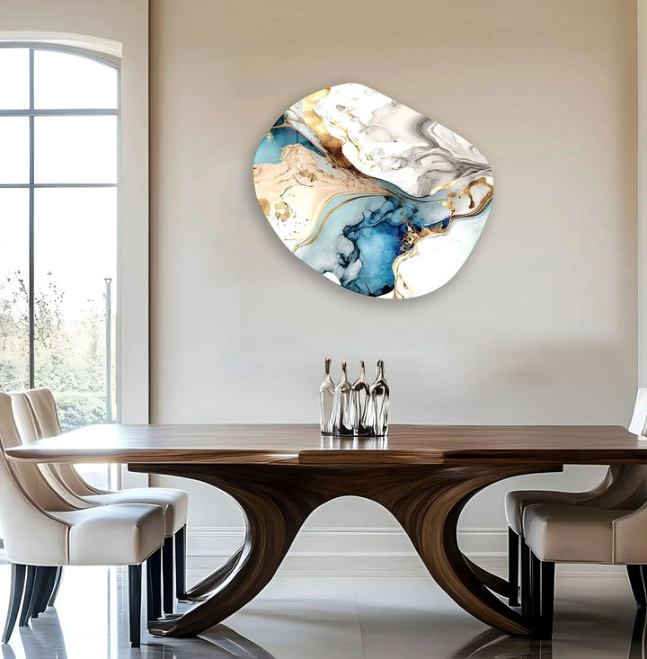 Vivid Golden Alcohol Ink Glass Wall Art, glass pictures for Wall, glass prints wall art
