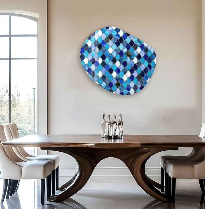 Stained Blue Aesthetic Glass Wall Art, glass photo prints, glass picture prints
