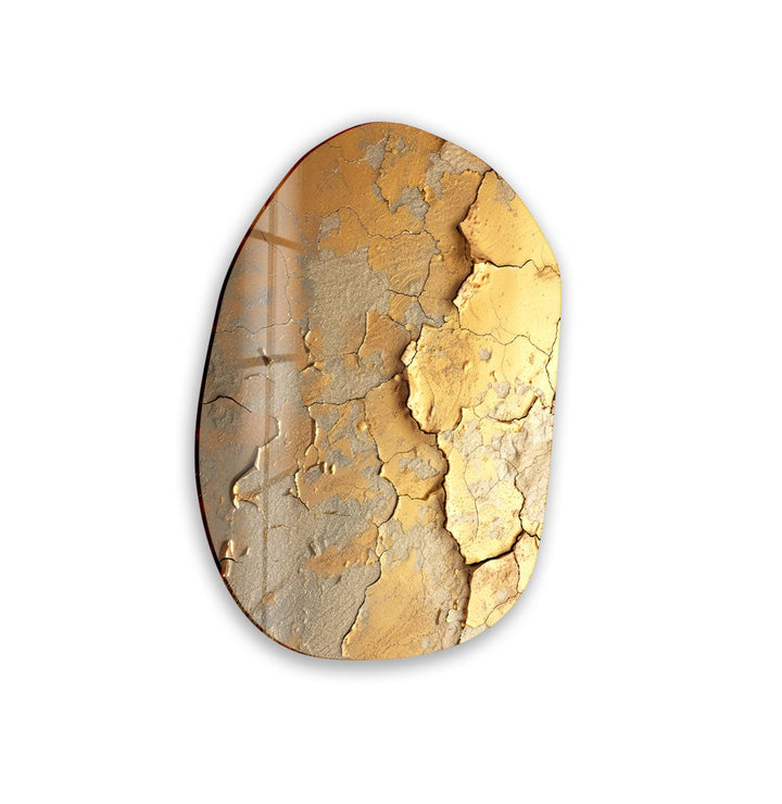 Modern Gold Abstarct Glass Wall Art, glass art painting, glass art for the Wall
