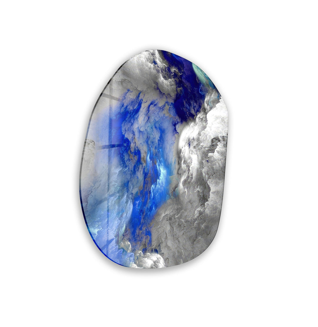 Blue & Grey Abstract Glass Wall Art, photo print on glass, prints on glass wall art
