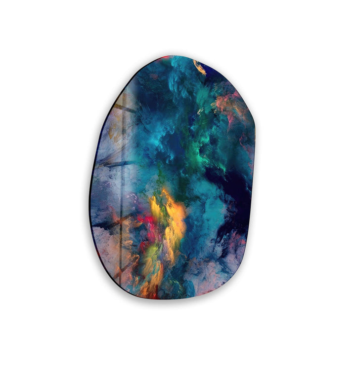 Blue Abstract Print Glass Wall Art, glass pictures for Wall, glass prints wall art
