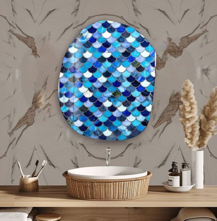 Stained Blue Aesthetic Glass Wall Art, Glass Printing Wall Art, Print photos on glass
