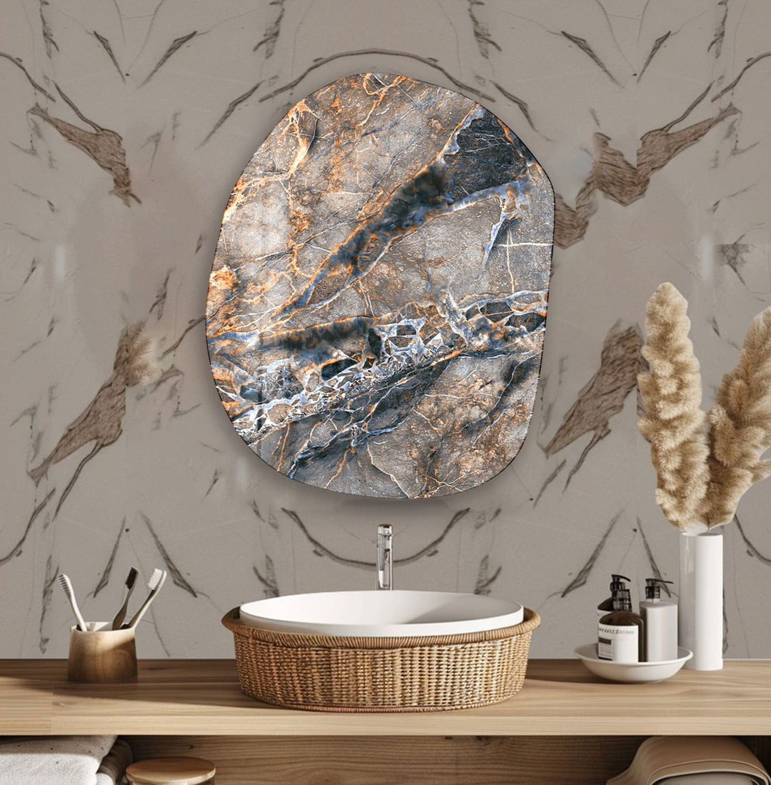 Modern Beige Marble Glass Wall Art, glass pictures for Wall, glass prints wall art
