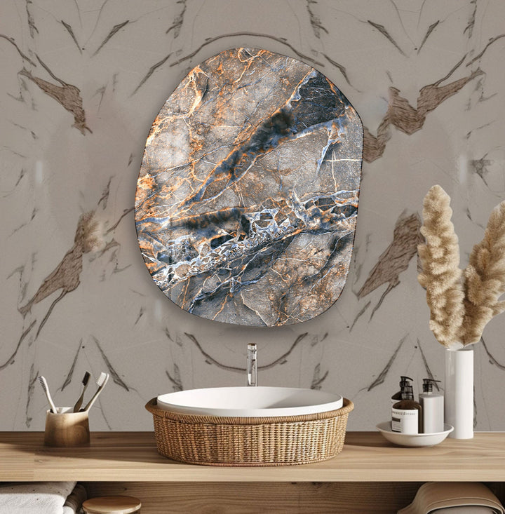 Modern Beige Marble Glass Wall Art, glass pictures for Wall, glass prints wall art
