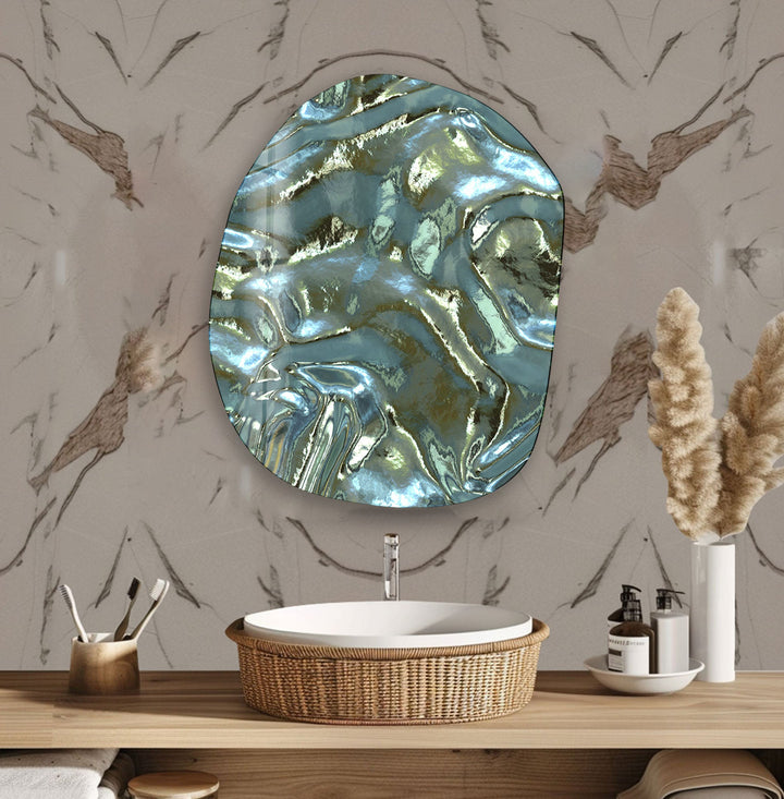 Green Abstarct Pattern Glass Wall Art, art glass wall art, glass wall art pictures
