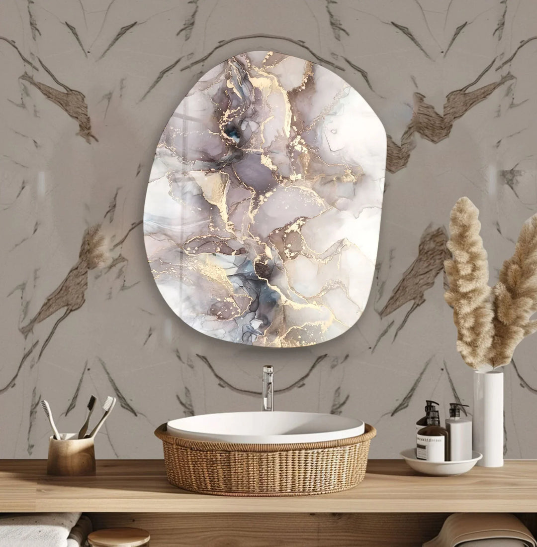 Gold Accent Brown Watercolor Glass Wall Art, glass photo prints, glass picture prints
