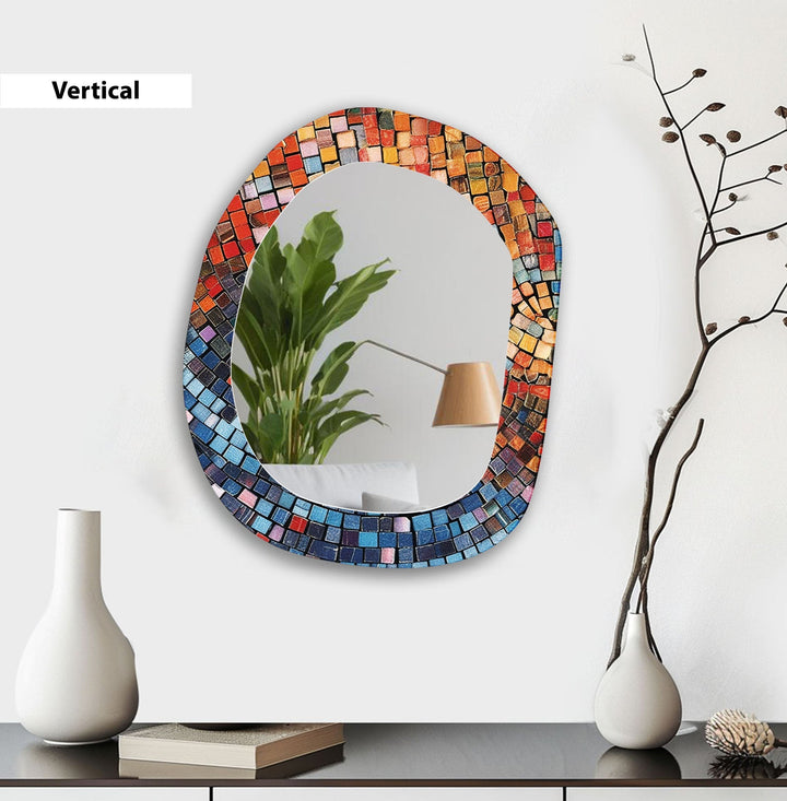 Moderner asymmetrischer Mosaik-Wandspiegel