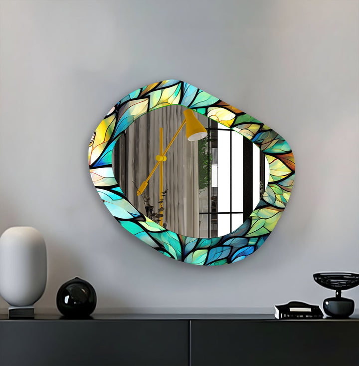 Mirrored wall art crafted with bold patterns for a modern and sophisticated touch
