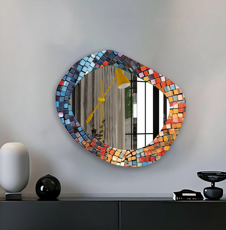 Moderner asymmetrischer Mosaik-Wandspiegel