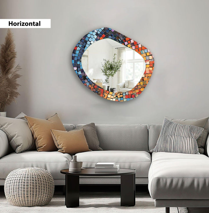 Moderner asymmetrischer Mosaik-Wandspiegel